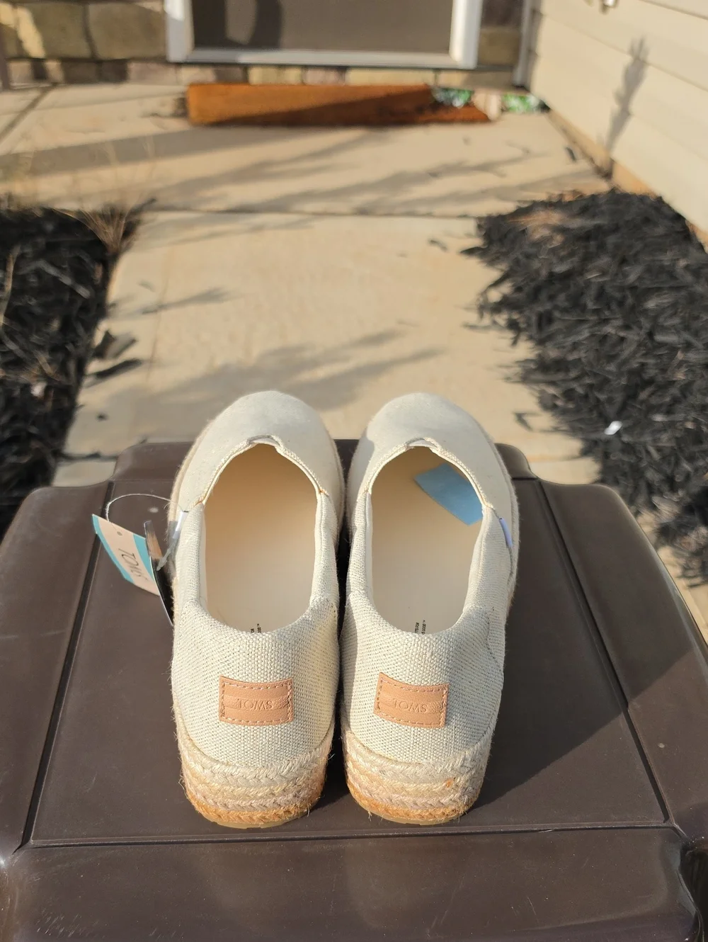 Toms Women's Valencia Natural Canvas Wedge Platform Espadrilles Size 11